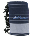 Les poulettes bijoux - kikoy serviette plage coton couleur ray� marine eponge bleu m