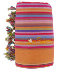 Les poulettes bijoux - kikoy serviette plage coton couleur ray� orange eponge jaune