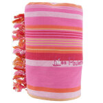 Les poulettes bijoux - kikoy serviette plage coton couleur ray� rose orang� eponge f