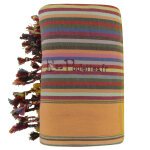 Les poulettes bijoux - kikoy serviette plage coton couleur ray� rouge brique jaune