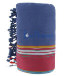 Les poulettes bijoux - kikoy serviette plage coton eponge couleur bleu navy