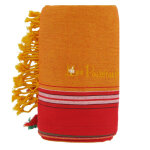 Les poulettes bijoux - kikoy serviette plage coton eponge couleur orange rouge