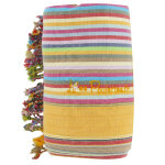 Les poulettes bijoux - kikoy serviette plage coton eponge couleur ray� jaune