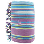 Les poulettes bijoux - kikoy serviette plage coton eponge couleur ray� violet turquo
