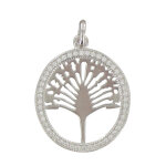 Les poulettes bijoux - pendentif arbre du voyageur argent rhodi� et strass