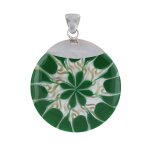Les poulettes bijoux - pendentif argent 925 disque fleur coquillage