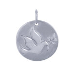 Les poulettes bijoux - pendentif argent 925 m�daille ronde colombe de la paix