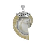 Les poulettes bijoux - pendentif argent 925 nautile coquillage et r�sine - beige