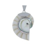 Les poulettes bijoux - pendentif argent 925 nautile coquillage et r�sine - blanc