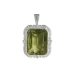 Les poulettes bijoux - pendentif argent 925 rectangle de p�ridot