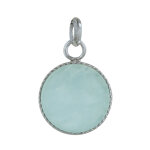 Les poulettes bijoux - pendentif argent 925 rond lisse d'aigue marine
