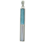 Les poulettes bijoux pendentif argent baguette de larimar et nacre