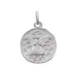 Les poulettes bijoux - pendentif argent bross� m�daille ronde ange gardien