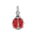 Les poulettes bijoux - pendentif argent coccinelle bomb�e rouge et noire