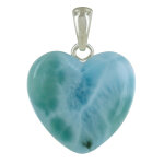 Les poulettes bijoux - pendentif argent coeur de larimar