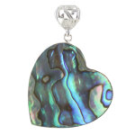 Les poulettes bijoux - pendentif argent coeur de nacre abalone