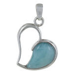 Les poulettes bijoux - pendentif argent coeur toi et moi larimar