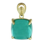 Les poulettes bijoux - pendentif argent dor� carr� de zirconium - vert