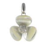 Les poulettes bijoux - pendentif argent fleur et nacre ivoire