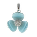 Les poulettes bijoux - pendentif argent fleur et oeil de chat turquoise