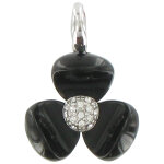 Les poulettes bijoux - pendentif argent fleur et onyx noir