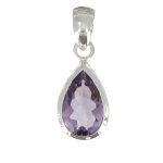 Les poulettes bijoux - pendentif argent goutte d'am�thyste