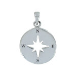 Les poulettes bijoux pendentif argent m�daille ronde rose des vents ajour�e