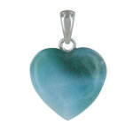 Les poulettes bijoux - pendentif argent moyen coeur de larimar
