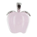 Les poulettes bijoux - pendentif argent pomme quartz rose