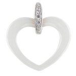 Les poulettes bijoux - pendentif argent rhodi� coeur c�ramique - classics - blanc