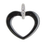 Les poulettes bijoux - pendentif argent rhodi� coeur c�ramique - classics - noir