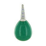 Les poulettes bijoux - pendentif argent rhodi� poire aventurine et strass