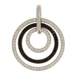Les poulettes bijoux - pendentif argent rhodi� trois cercles strass noir et cristal
