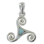 Les poulettes bijoux - pendentif celte triskel argent et larimar