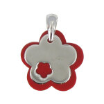 Les poulettes bijoux - pendentif chance r�sine couleur corail rouge et argent