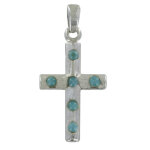 Les poulettes bijoux - pendentif croix argent et larimar