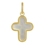 Les poulettes bijoux pendentif plaqu� or croix de nacre