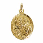 Les poulettes bijoux - pendentif plaqu� or m�daille ovale saint christophe