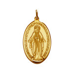 Les poulettes bijoux - pendentif plaqu� or m�daille ovale vierge miraculeuse