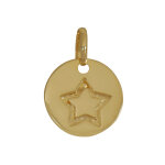 Les poulettes bijoux - pendentif plaqu� or mini m�daille ronde etoile grav�e