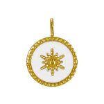 Les poulettes bijoux - pendentif plaqu� or soleil �mail blanche