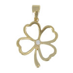 Les poulettes bijoux - pendentif plaqu� or tr�fle ajour� et son strass