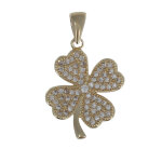 Les poulettes bijoux - pendentif plaqu� or tr�fle de strass