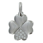 Les poulettes bijoux - pendentif tr�fle argent rhodi� et une p�tale de strass