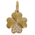 Les poulettes bijoux - pendentif tr�fle plaqu� or et une p�tale de strass