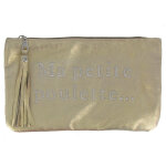 Les poulettes bijoux - pochette sac cuir brod� ma petite poulette couleur dor�
