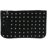 Les poulettes bijoux - pochette sac daim clout� couleur noir