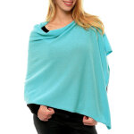 Les poulettes bijoux - poncho 100% cachemire 2 fils colors - vert d'eau