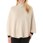 Les poulettes bijoux - poncho 100% cachemire col roule 6 fils classics - beige