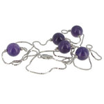 Les poulettes bijoux - sautoir argent 925 et cinq perles d'am�thyste